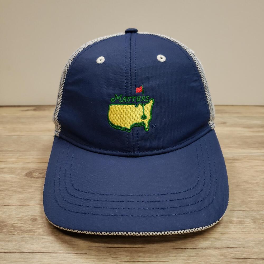 Masters Hat Cap Strap Back Mens One Size Blue Mesh Golf Trucker Ahead UPF 30+